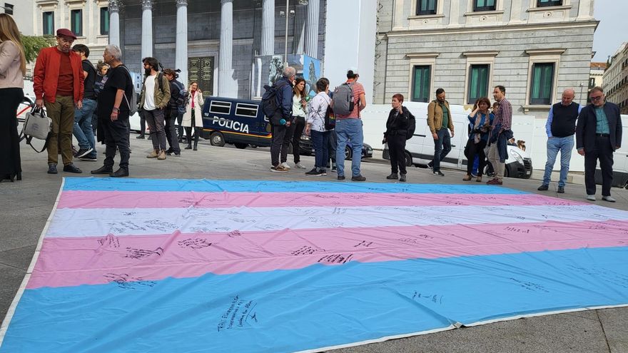 El colectivo trans lleva su bandera al Congreso para que la ley no sufra "recortes en sus derechos"