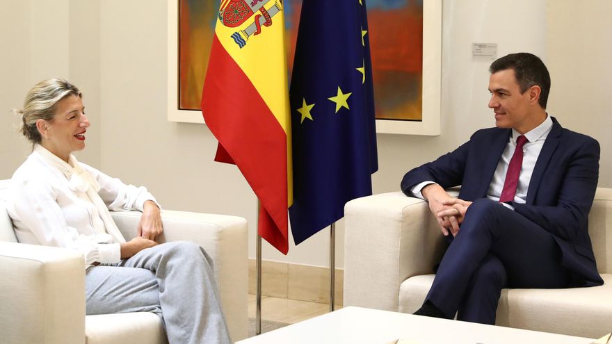 Reunión entre Pedro Sánchez y Yolanda Díaz.
