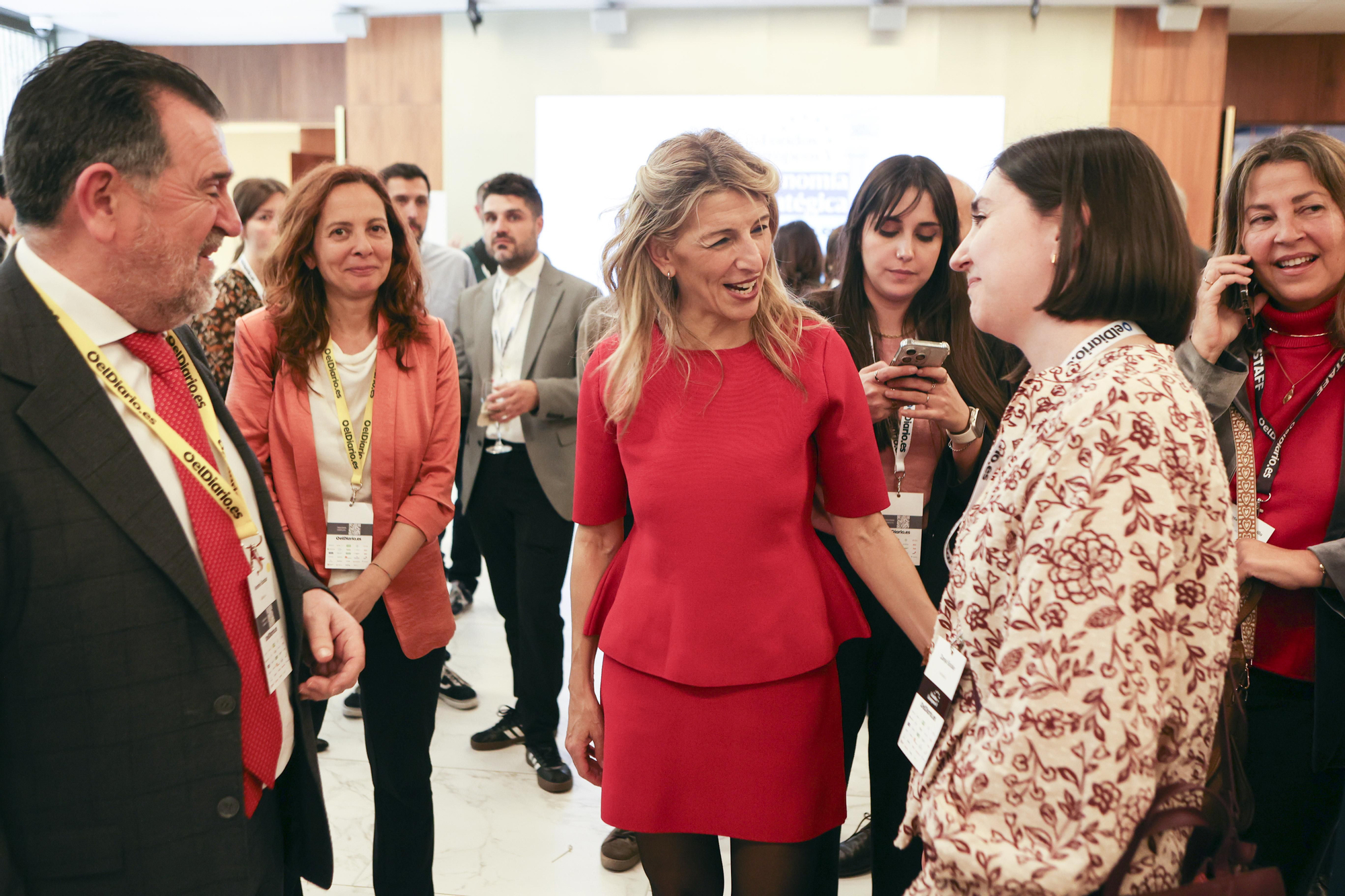 Yolanda Díaz, vicepresidenta segunda del Gobierno y ministra de Trabajo y Economía Social en el foro “Fondos Europeos V: Hacia la autonomía estratégica”