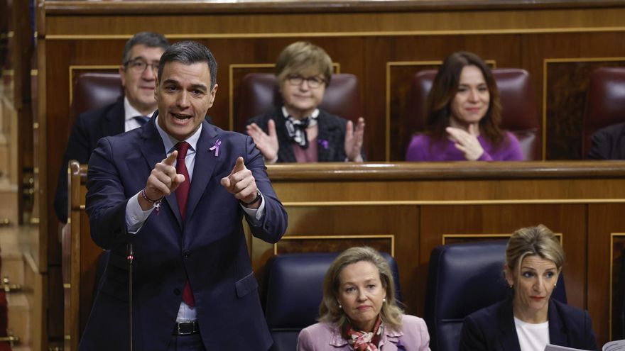 El presidente del Gobierno, Pedro Sánchez, interviene en la sesión de control al Ejecutivo de este miércoles en el Congreso.