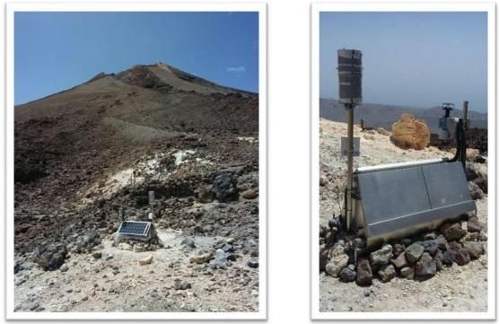 Estación de medida en continuo de CO2 difuso en el Teide.