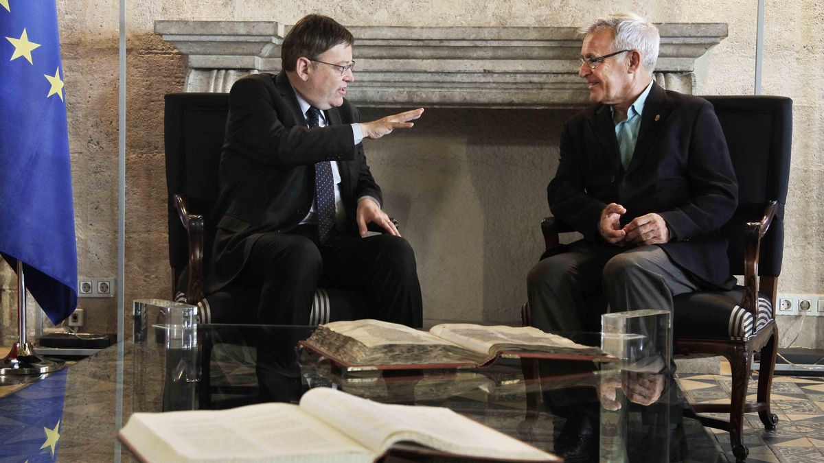 El president Ximo Puig con el alcalde de Valencia, Joan Ribó.