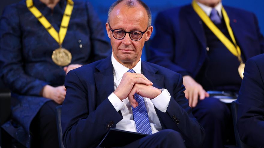 El canciller alemán, Friedrich Merz, asiste a la ceremonia del Premio Internacional Carlomagno (Karlspreis) 2025 en Aquisgrán, Alemania, el 29 de mayo de 2025. EFE/EPA/THILO SCHMUELGEN / POOL