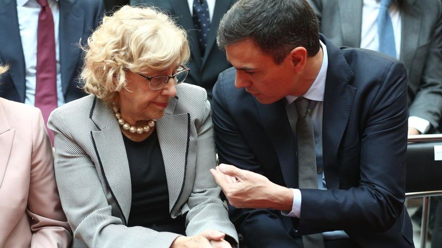 Pedro Sánchez, entonces líder de la oposición, durante la celebración del Dos de Mayo de 2018.