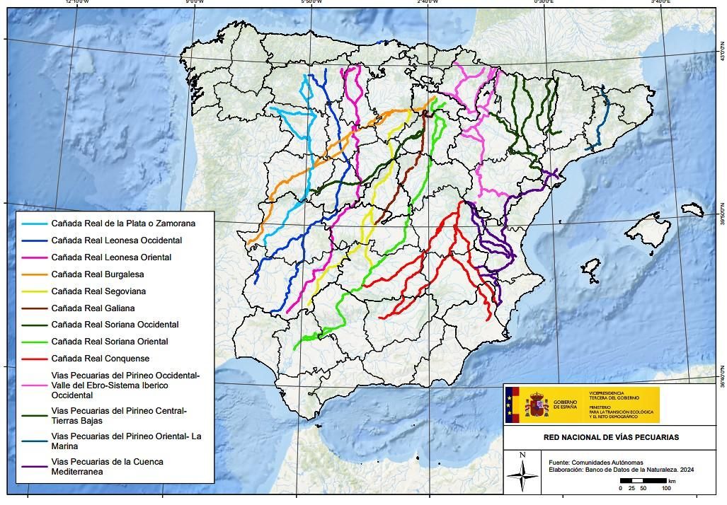 El mapa oficial definitivo de las cañadas reales por la Península, con gran protagonismo de provincias como León.