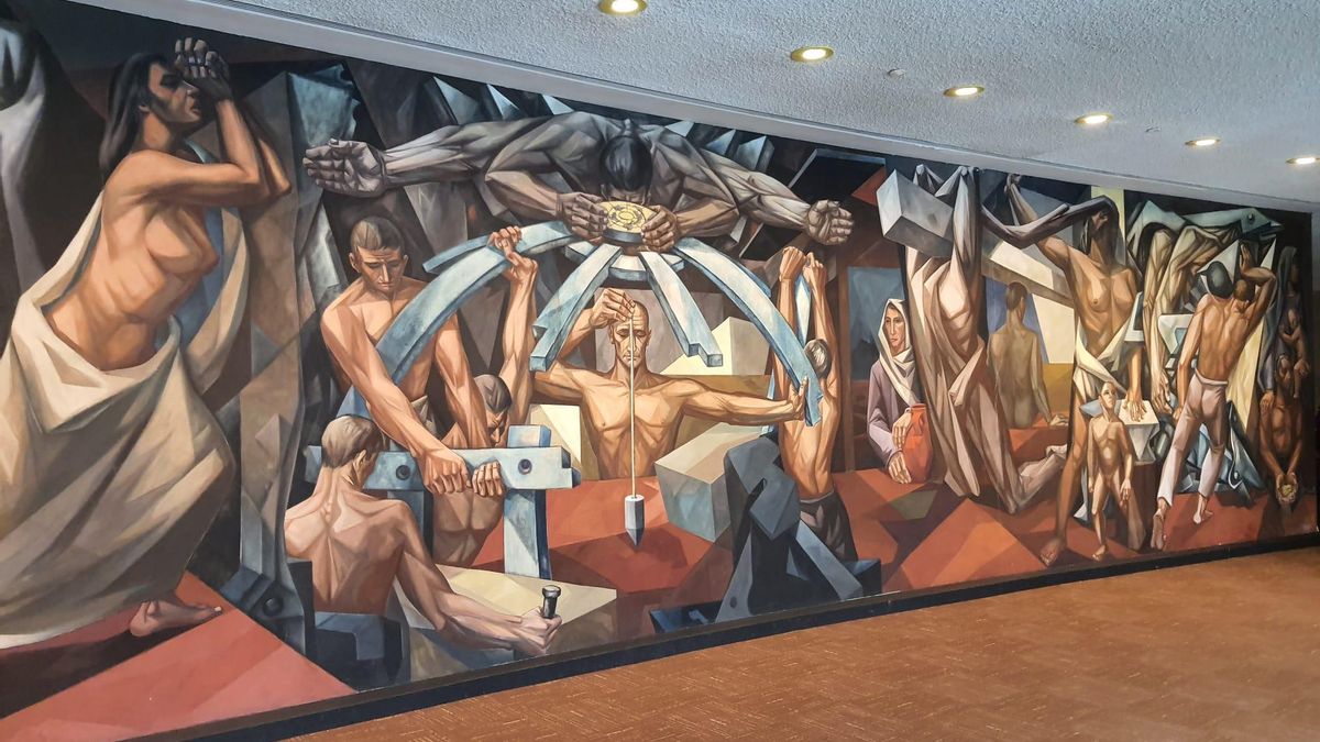 Mural de Vela Zanetti en la sede de la ONU en Nueva York