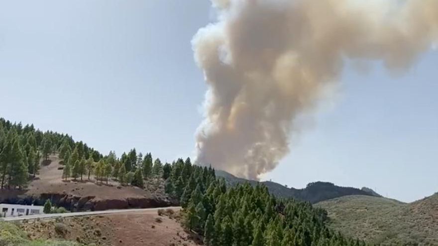 Incendio en Tejeda, visto desde la Caldera de los Marteles