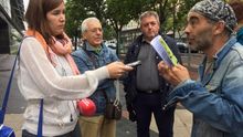 Gato, en la puerta de los juzgados con los periodistas