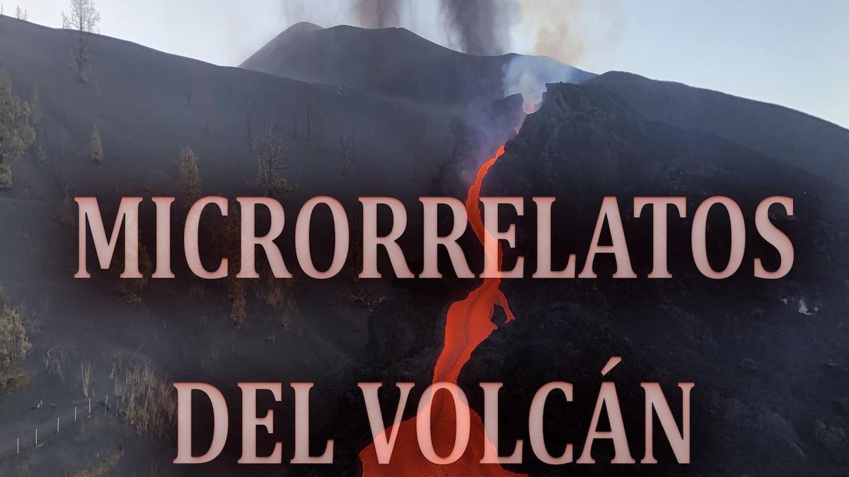 Proyección de 100 microrrelatos sobre el volcán  Tajogaite en el Teatro Chico
