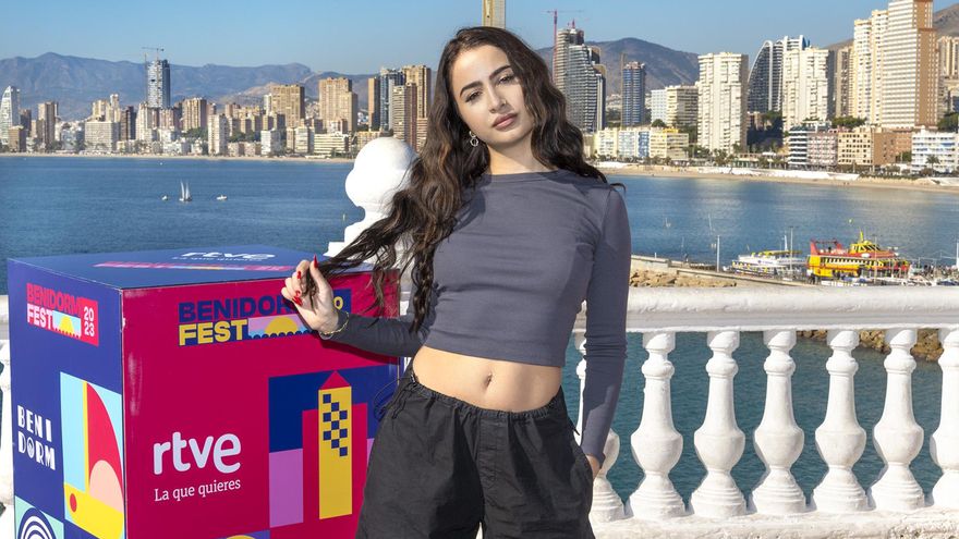 Fusa Nocta, durante la rueda de prensa de finalistas del Benidorm Fest