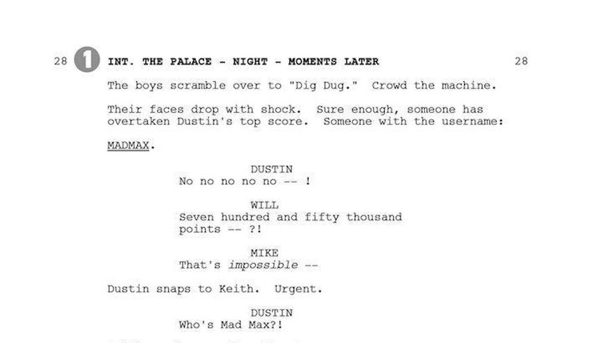 Extracto de guión de 'Stranger Things'