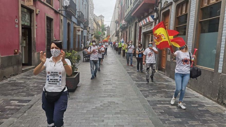 Manifestación trabajadores del transporte sanitario en Las Palmas de Gran Canaria