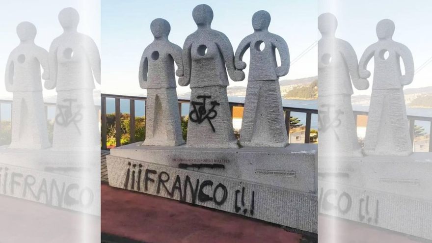 Sabotean con pintadas franquistas un monumento a 21 republicanos asesinados cerca de Vigo