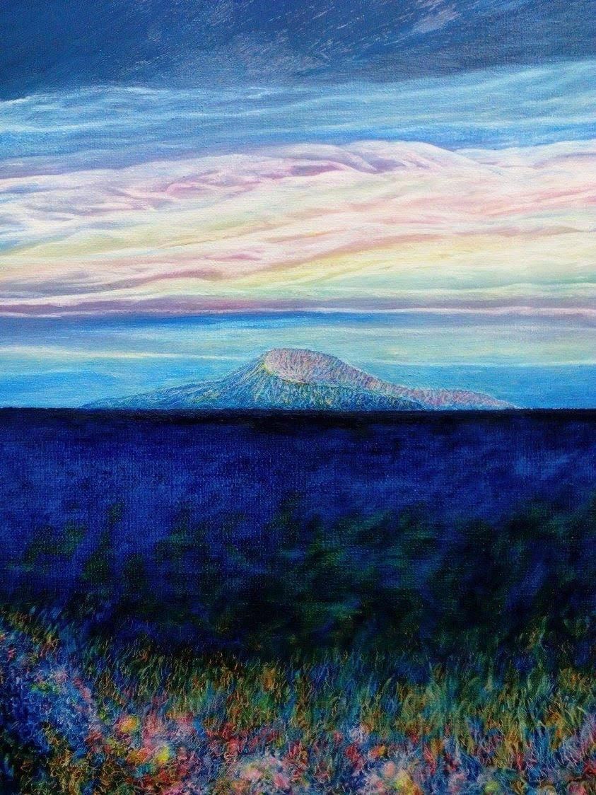 'Isla y volcán'. Detalle. Óleo sobre lienzo. Óscar Lorenzo, 2014.
