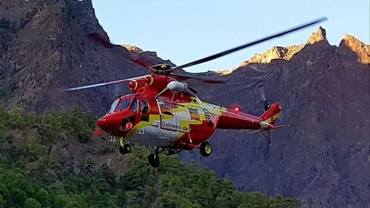 Imagen de archivo de un rescate del helicóptero del GES en la Caldera de Taburiente.