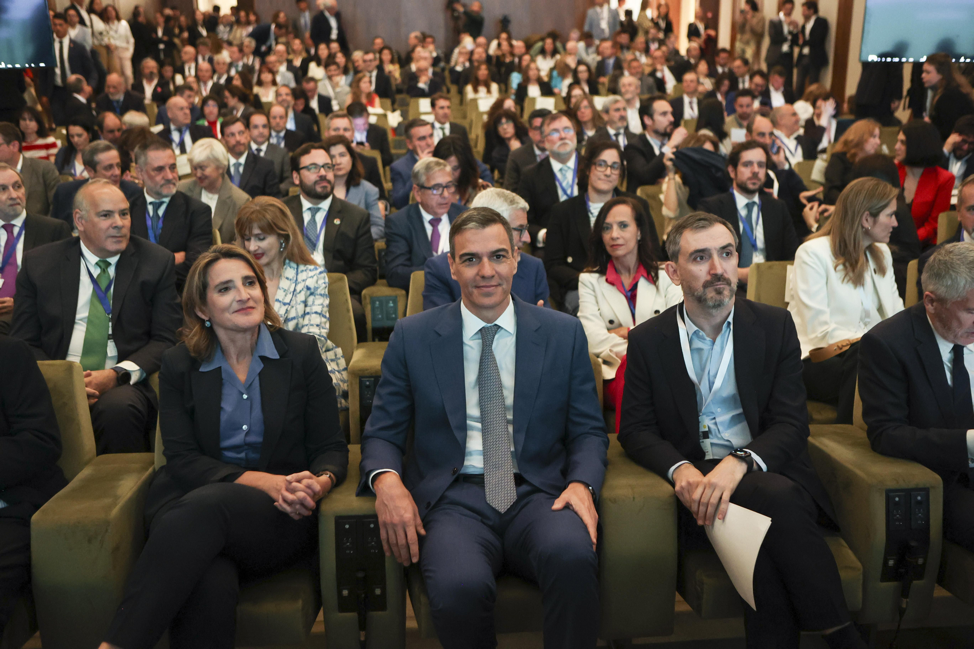 Minutos antes de la intervención de Pedro Sánchez, presidente del Gobierno de España