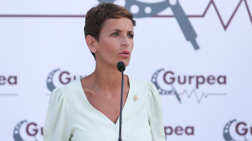 La presidenta de Navarra, María Chivite, en una comparecencia este pasado viernes