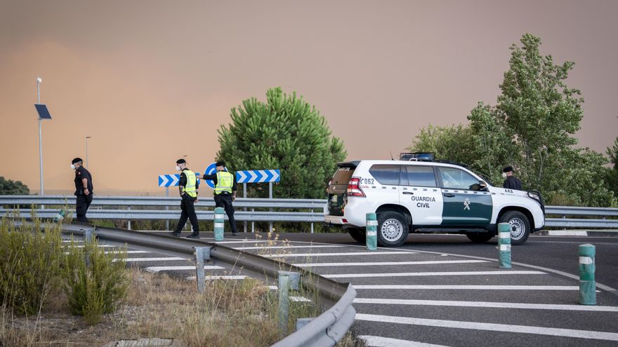 Carretera cortada, a 2 de julio de 2026, en Chapinería, Madrid (España)