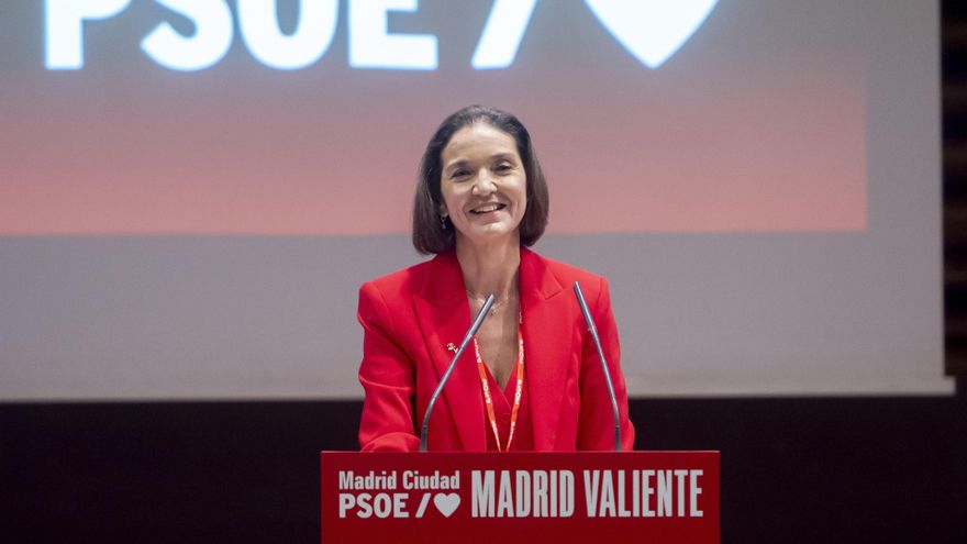Archivo - La nueva secretaria general del PSOE Madrid Ciudad, Reyes Maroto, interviene durante la clausura de la II Asamblea del PSOE Madrid Ciudad, en la sede de UGT, a 6 de abril de 2025, en Madrid (España).