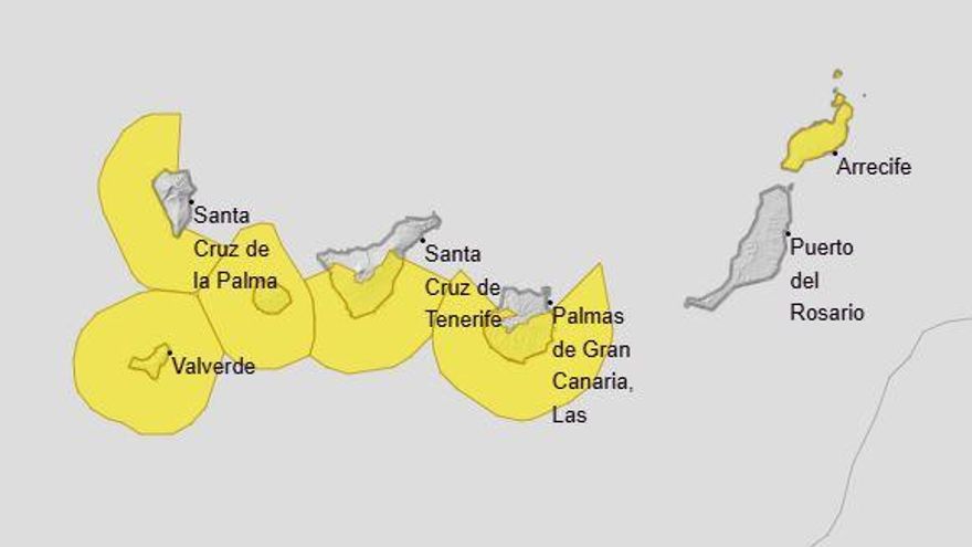 La Aemet amplía los avisos amarillos en gran parte de Canarias por mal tiempo