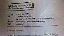 El hospital de La Paz reconoce internamente Urgencias saturadas