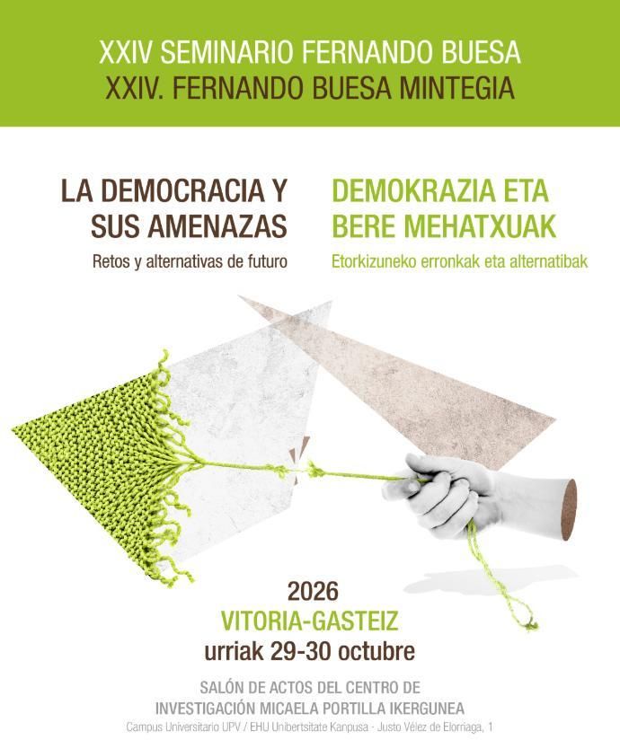 El XXIV Seminario, titulado 'La democracia y sus amenazas', se celebra los días 29 y 30 de octubre en Vitoria