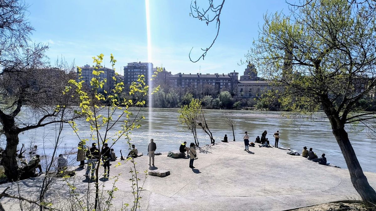 Orilla del Ebro bajo Puente de Piedra.