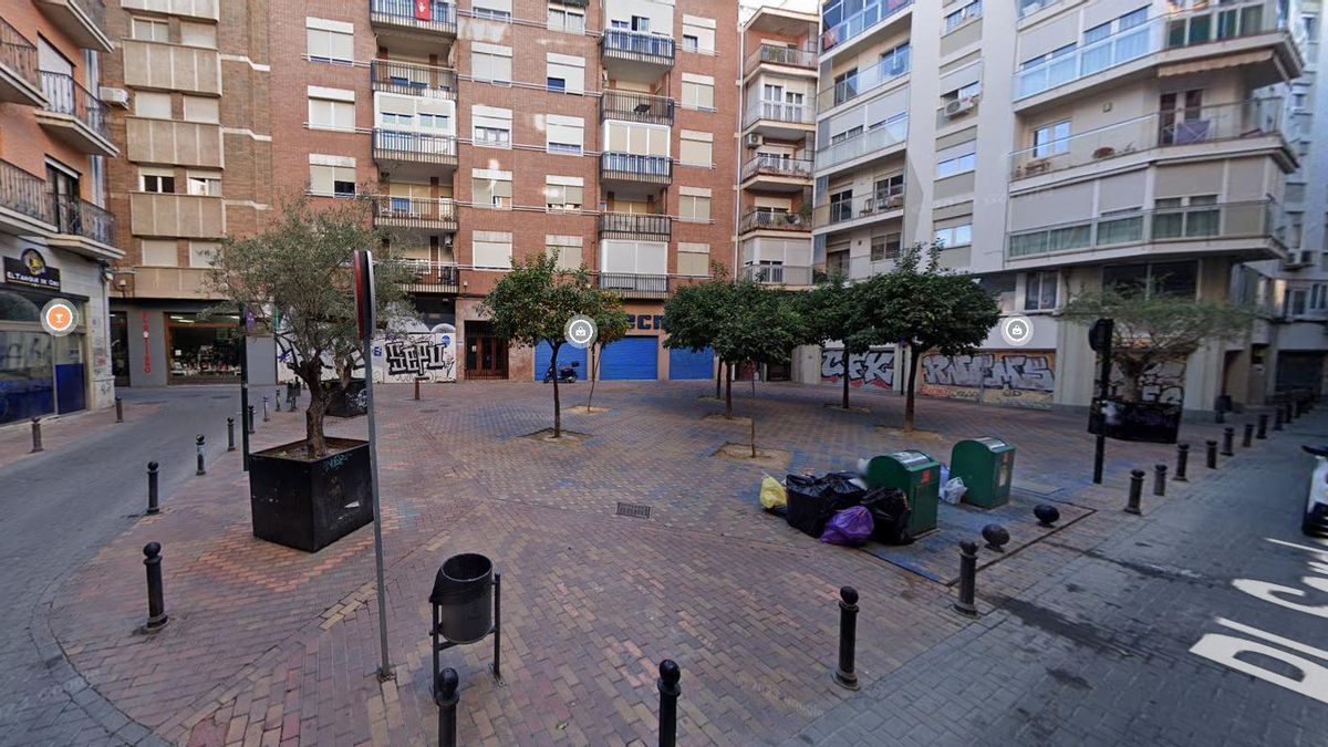 Estado actual Plaza Sardoy (Murcia) diciembre 2023. Fuente: Street View