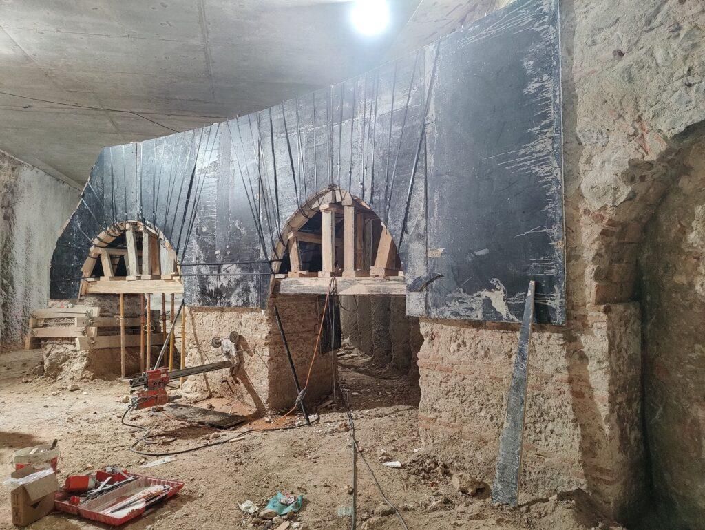 Detalle de los muros del Cuartel de San Gil encontrados