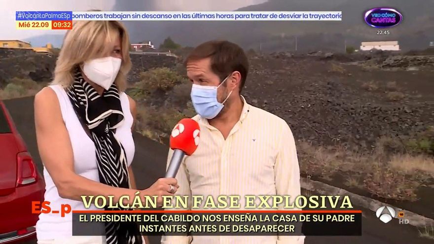 La Policía Local de Los Llanos transporta a una periodista 'estrella’ de la televisión para sortear el cierre de carreteras en La Palma