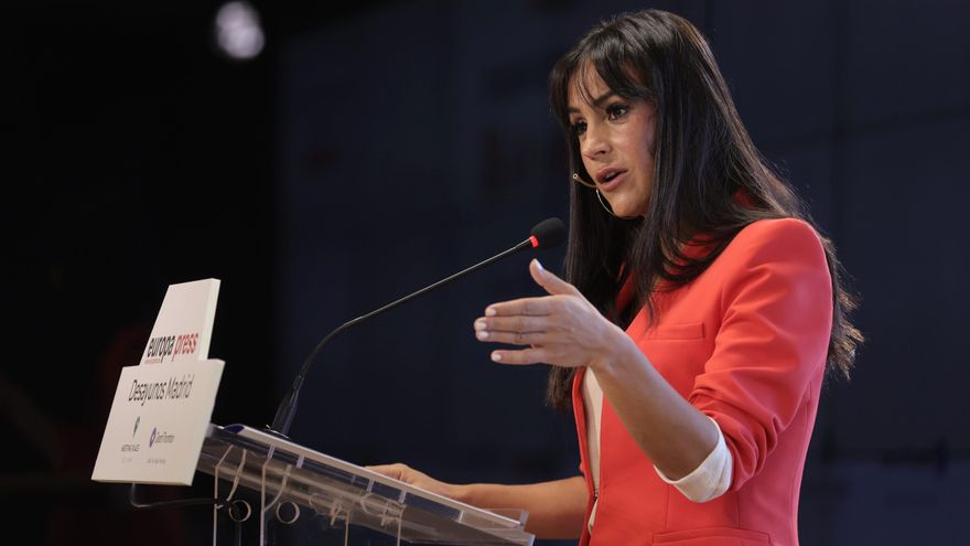 La vicealcaldesa del Ayuntamiento de Madrid, Begoña Villacís, interviene en un Desayuno Informativo organizado en el Auditorio Meeting Place, a 5 de octubre de 2021, en Madrid, (España).