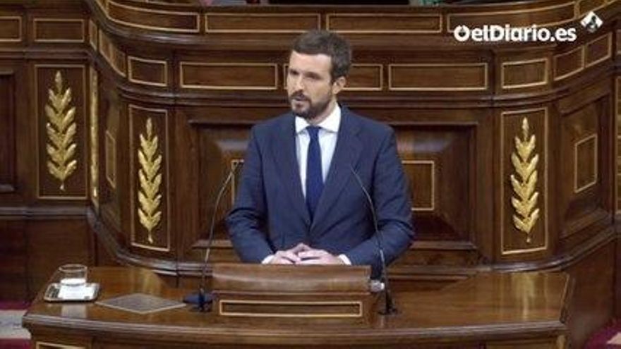 Casado rompe con Abascal y el PP vota 'no' a la moción de censura de Vox: "No queremos ser como usted"