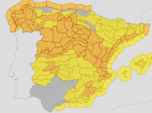 Previsión de vientos de la AEMET para el 22 de enero de 2021