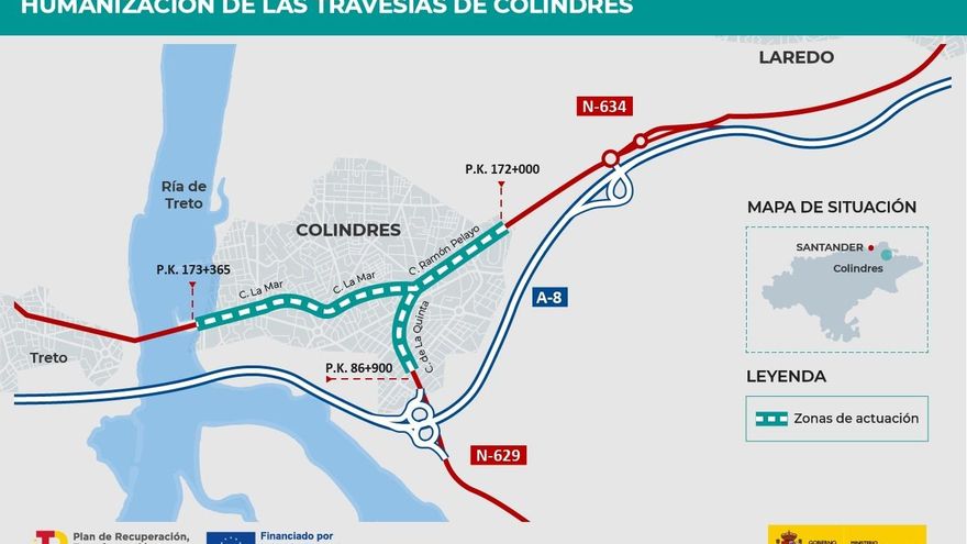 Mitma licita por 580.000 euros las obras de humanización de la N-629 y N-634 en Colindres