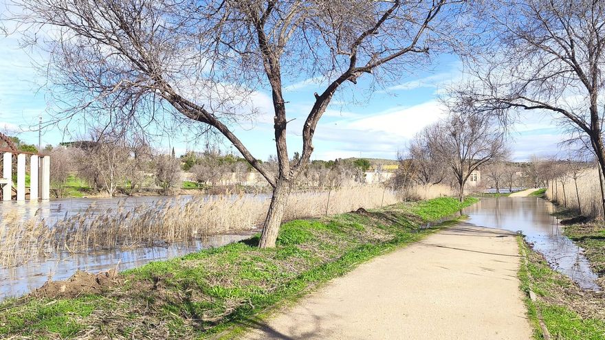 El río Tajo supera el nivel rojo a su paso por Toledo este domingo