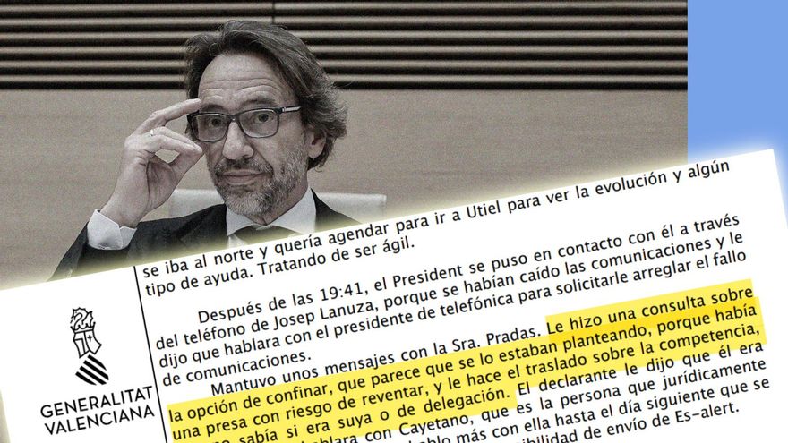 El jefe de Gabinete de Mazón ocultó a la jueza de la dana las órdenes que dio a Pradas sobre el confinamiento