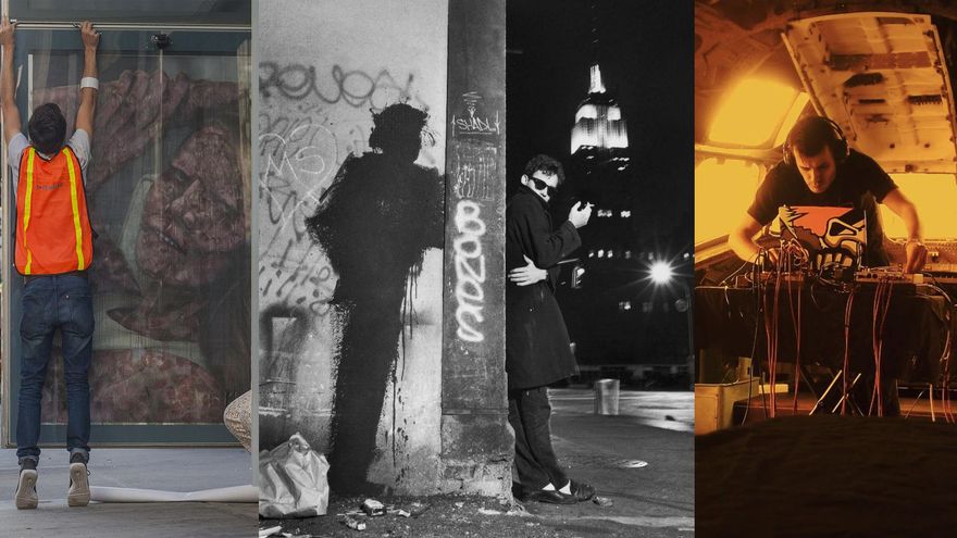 El artista urbano Vermibus, Richard Hambleton y el músico AZ Rotator