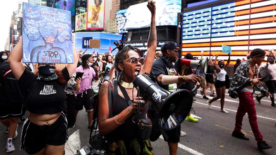 Manifestación contra el racismo de la policía en Nueva York el 25 de agosto.