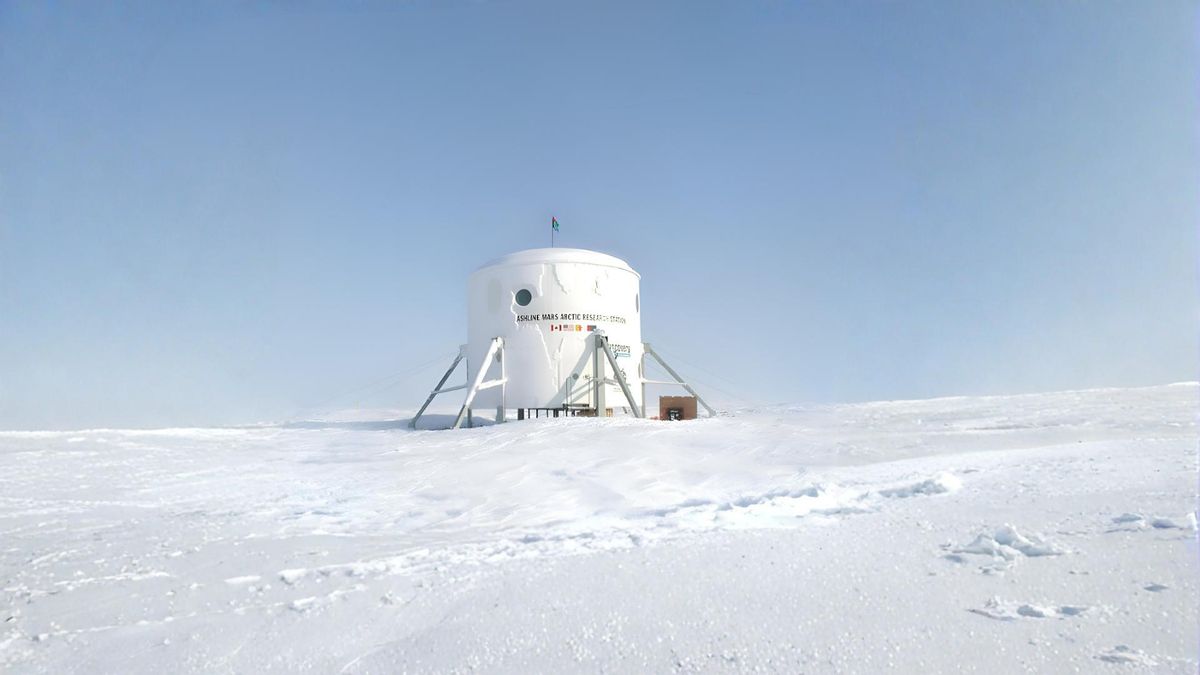 La base de la Flashline Mars Artic Research Station en el ártico canadiense.