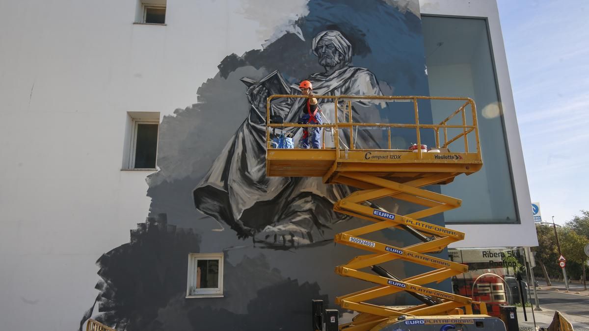Mural de Averroes en Cruz del Rastro