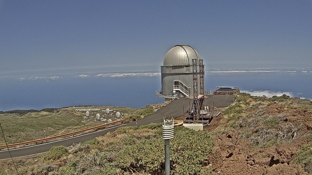 Imagen de las cumbres de La Palma captada este jueves de la webcam del Telescopio Óptico Nórdico (NOT por su siglas en inglés).