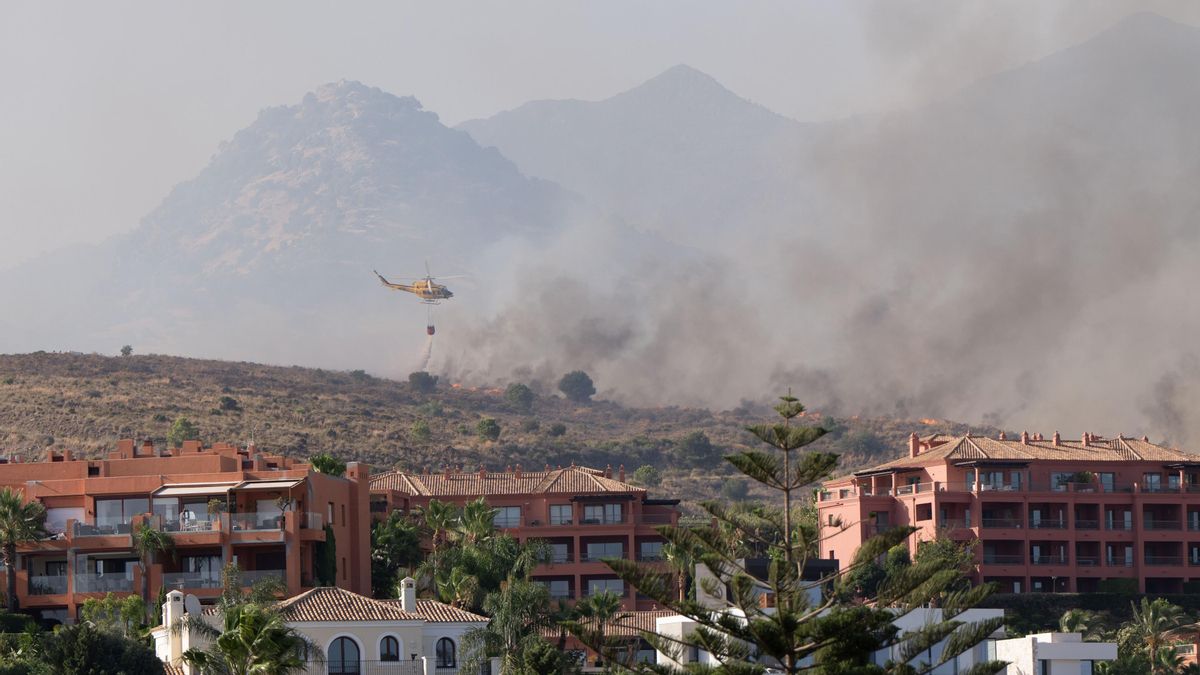 Incendio forestal declarado cerca de urbanizaciones de Benahavís (Málaga)