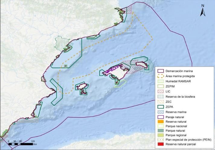 Diferents zones marines protegides dins de les quals se situa el Port de València.
