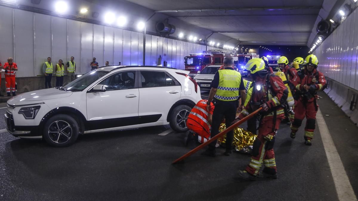 Simulacro de accidente en el túnel de los omeyas