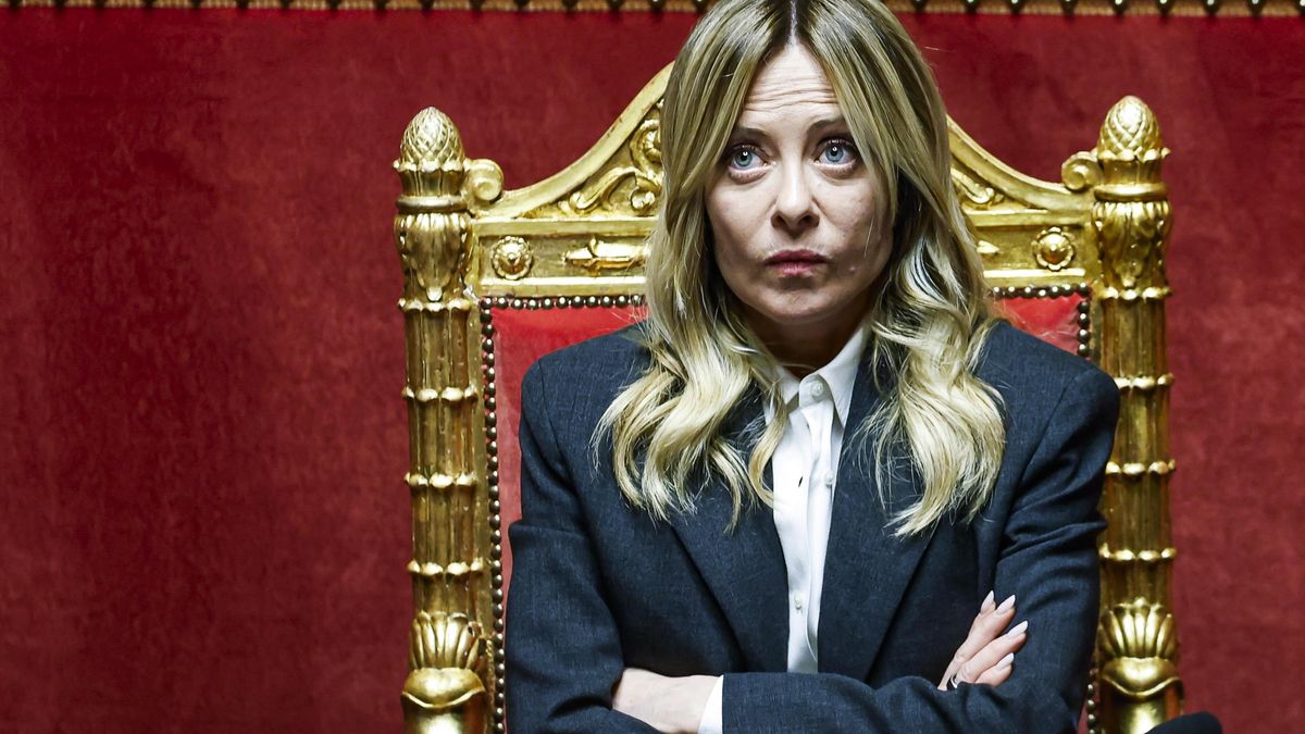 La primera ministra italiana, Giorgia Meloni, en el Senado. 