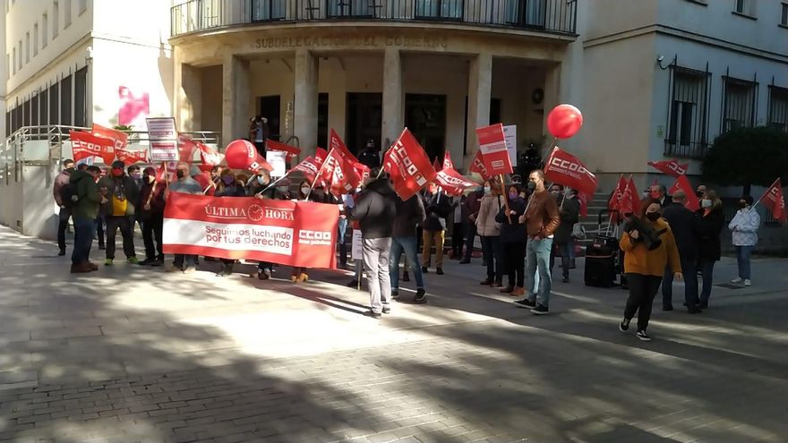 Concentración de delegados de CCOO en Ciudad Real
