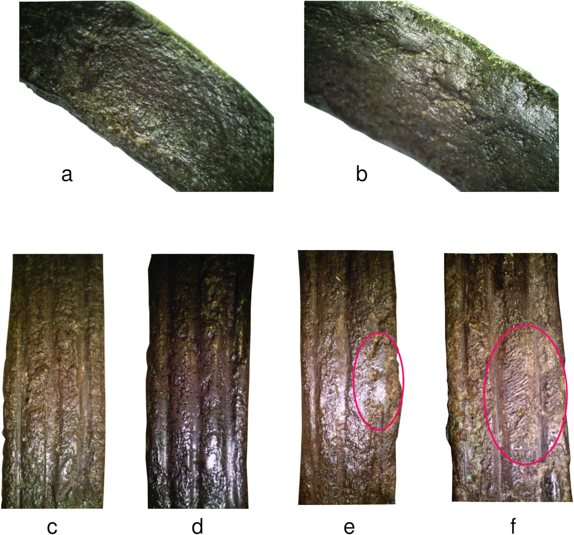 Detalles de la superficie del brazalete de la tumba 292 de El Argar