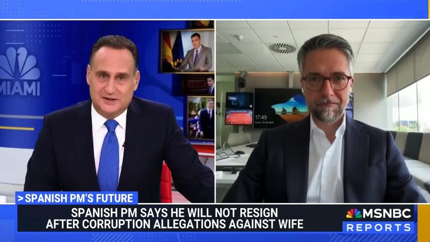 Carlos Franganillo salta a la TV estadounidense para explicar el discurso de Pedro Sánchez: "Es un privilegio hablar contigo"