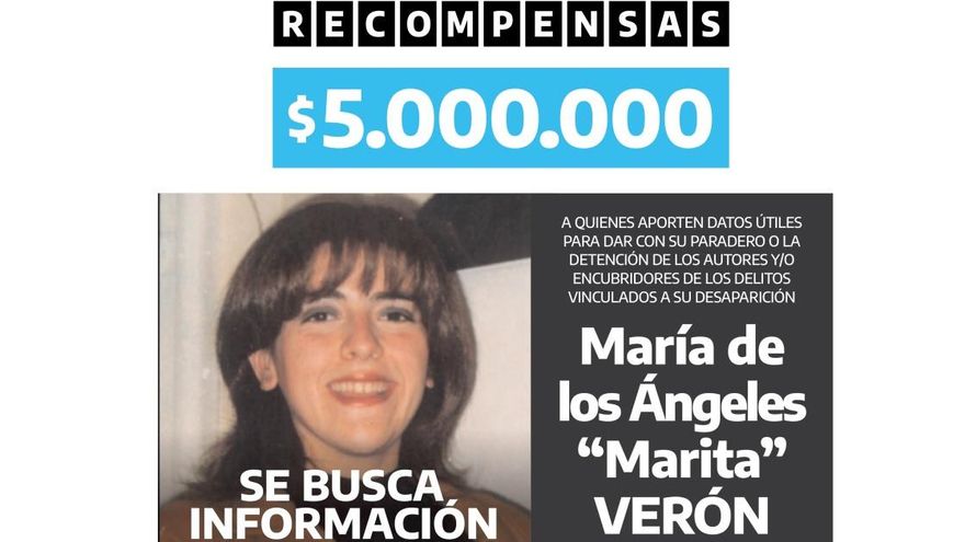 Ofrecen 5 millones de pesos de recompensa "a quienes brinden datos útiles sobre el paradero" de Marita Verón