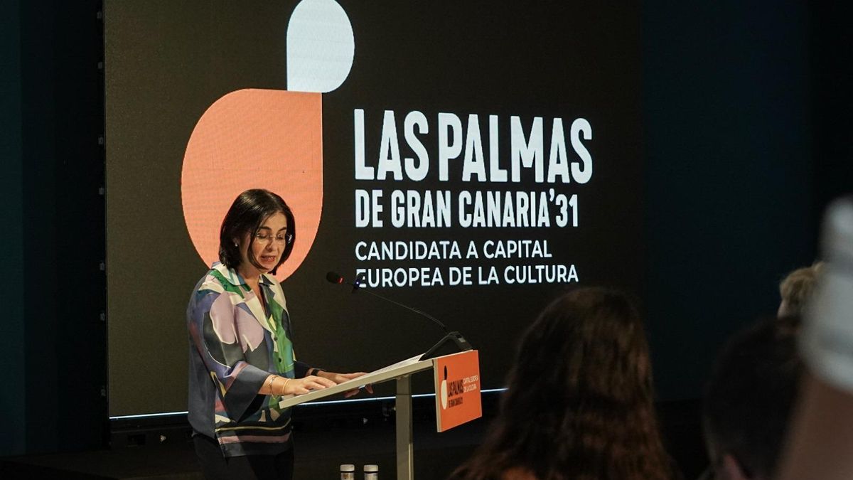 La alcaldesa de Las Palmas de Gran Canaria, Carolina Darias, en la presentación de la web de la candidatura a Capital Europea de la Cultura.